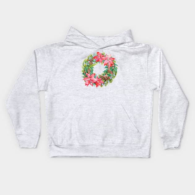 Christmas wreath Kids Hoodie by Simple Wishes Art